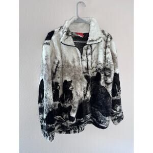 90S Black Mountain Kuma Bear Total Pattern Bore Fleece Men's size L